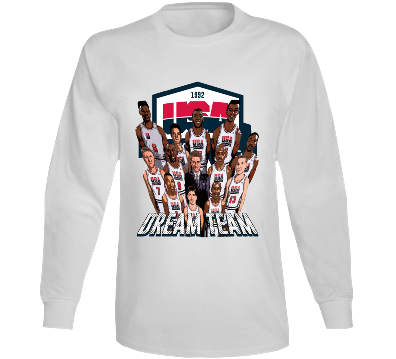 1992 Usa Basketball Dream Team Champions Gold Fan Vtg Style Long Sleeve T Shirt